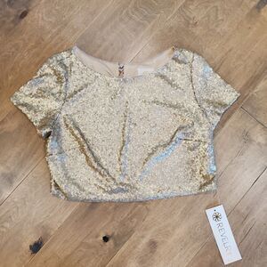 NWT Revelry Champagne Gold Party Crop Top Bridesmaid Top Size XL